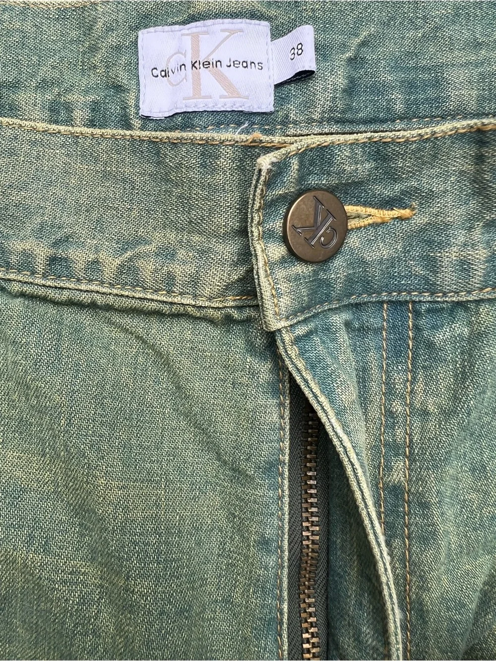 Vintage Y2K Calvin Klein Loose Fit Green Wash Pants men’s size 38X32